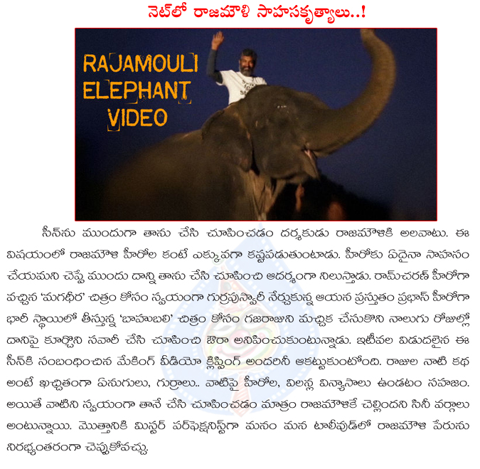 ss rajamouli,ss rajamouli daring stunts,ss rajamouli director,ss rajamouli elephant videos,ss rajamouli and elephant video hulchal in internet,bahubali shooting,rajamouli daring stunt with elephant  ss rajamouli, ss rajamouli daring stunts, ss rajamouli director, ss rajamouli elephant videos, ss rajamouli and elephant video hulchal in internet, bahubali shooting, rajamouli daring stunt with elephant